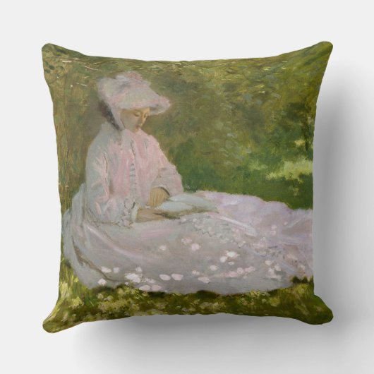 Springtime, Impressionist Portrait, Claude Monet クッション (裏面)