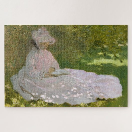 Springtime, Impressionist Portrait, Claude Monet ジグソーパズル (横)