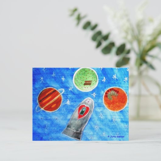 ...Springtime In Space...art by Jutta Gabriel... ポストカード (スタンド正面)