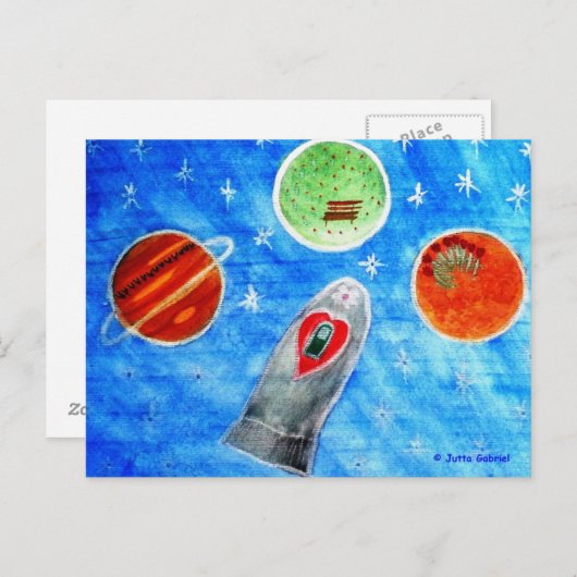 ...Springtime In Space...art by Jutta Gabriel... ポストカード (正面/裏面)