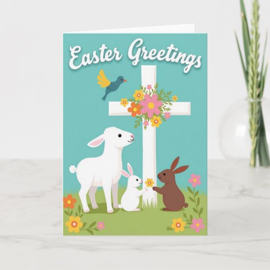 Springtime Joy Animal Friends Card カード (正面)