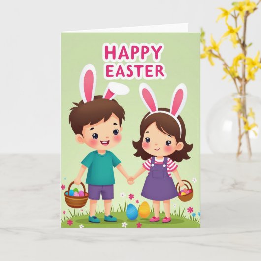 Springtime Kids Celebration Card カード (黄色い花)