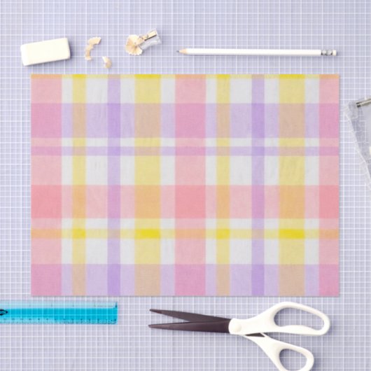 Springtime Pink Lavender Plaid  薄葉紙 (クラフト)
