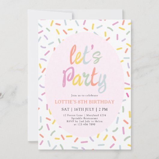 Sprinkle Confetti Birthday Invitation 招待状 (正面)