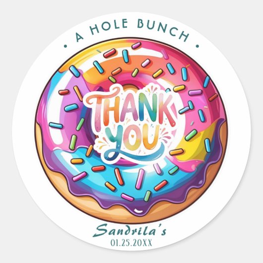 Sprinkle Donut Thanks a Hole Bunch ラウンドシール (正面)