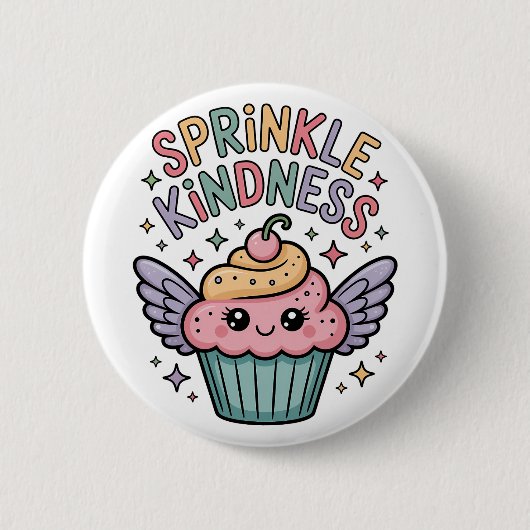 Sprinkle Kindness | カップケーキ 缶バッジ (正面)