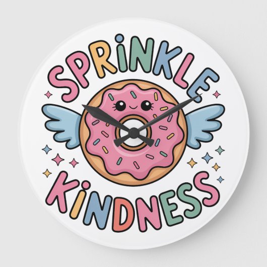 Sprinkle Kindness | ドーナツ ラージ壁時計 (正面)