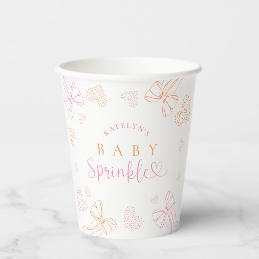 Sprinkle Ribbon Baby Shower Paper Cups 紙コップ (正面)
