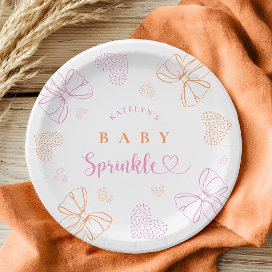 Sprinkle Ribbon Baby Shower Paper Plates ペーパープレート