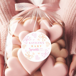 Sprinkle Ribbon Baby Shower Round Stickers ラウンドシール