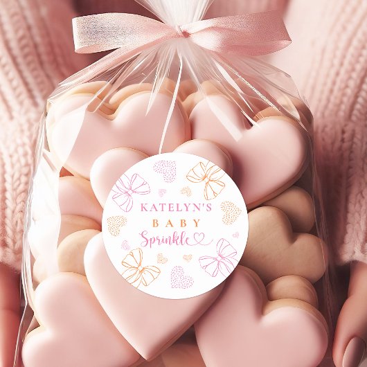 Sprinkle Ribbon Baby Shower Round Stickers ラウンドシール
