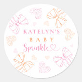 Sprinkle Ribbon Baby Shower Round Stickers ラウンドシール (正面)