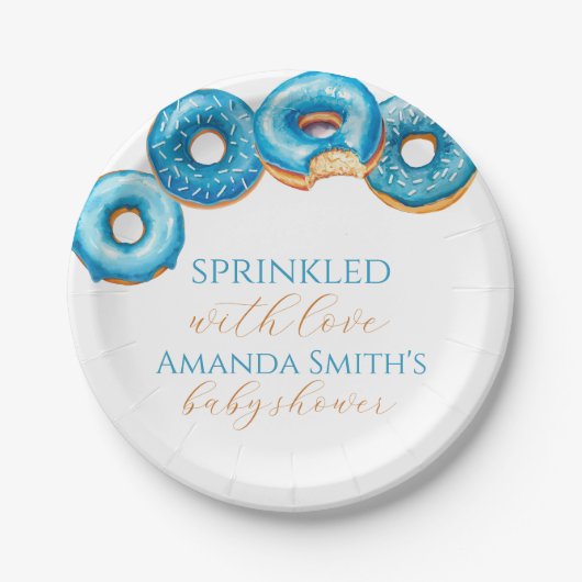 Sprinkled with Love Donut Baby Shower Plates ペーパープレート (正面)