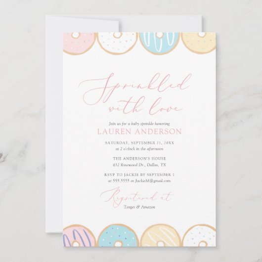 Sprinkled With Love Donut Baby Sprinkle 招待状 (正面)