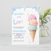Sprinkled with Love Ice Cream Baby Shower Party 招待状 (スタンド正面)