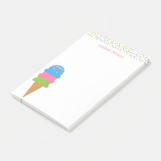 Sprinkles Ice Cream Coneカスタム Notepad ポストイット (アングル)
