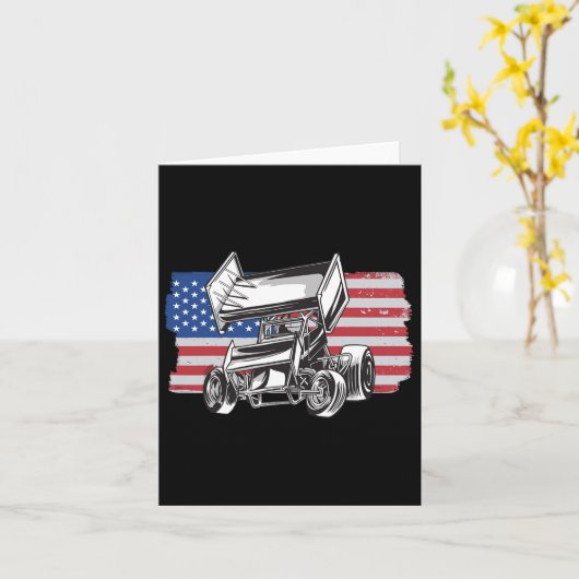 Sprint Car Racing Usa Flag  カード (黄色い花)