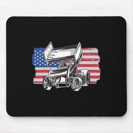 Sprint Car Racing Usa Flag  マウスパッド (正面)