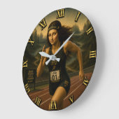 Sprinter Funny Mona Lisa Track & Field Athletes ラージ壁時計 (傾斜)