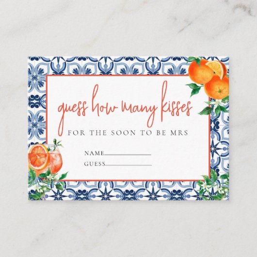 Spritzイタリアンいくつのキスシャワーゲームの答え エンクロージャーカード (正面)