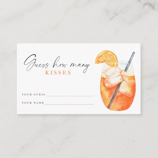 Spritzブライダルシャワー数を推測するキス エンクロージャーカード (正面)