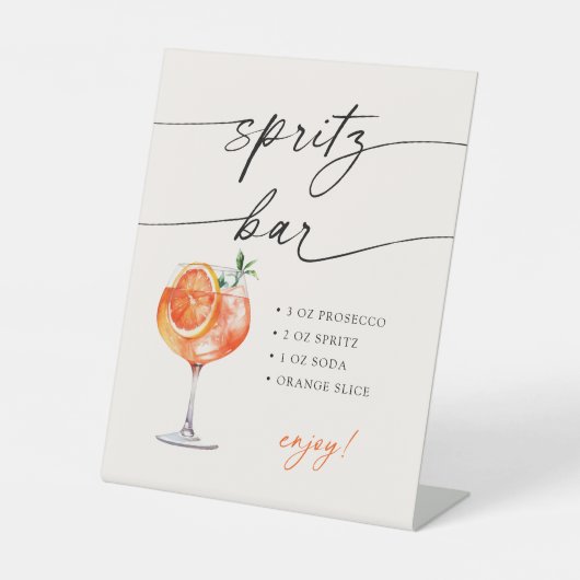 Spritz Bar Modern Calligraphy Table Sign  台座サイン (正面)