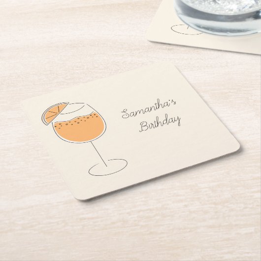 Spritz Bubbly Cocktail Birthday Party スクエアペーパーコースター (アングル)