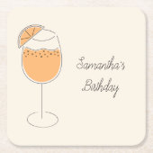 Spritz Bubbly Cocktail Birthday Party スクエアペーパーコースター (正面)