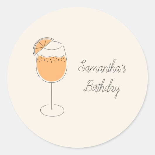 Spritz Bubbly Cocktail Birthday Party ラウンドシール (正面)