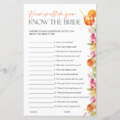 Spritz Citrus Bridal Shower Games Know the Bride (正面)