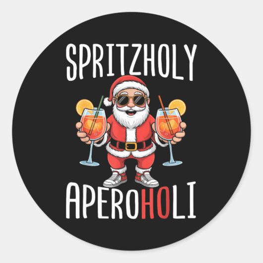 Spritzholy Aperoholi - Santa Aperitif Funny Spritz ラウンドシール (正面)