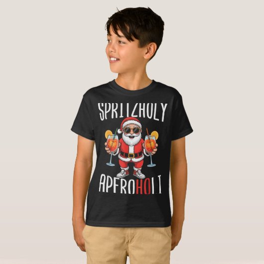 Spritzholy Aperoholi - Santa Aperitif Funny Spritz Tシャツ (正面フル)