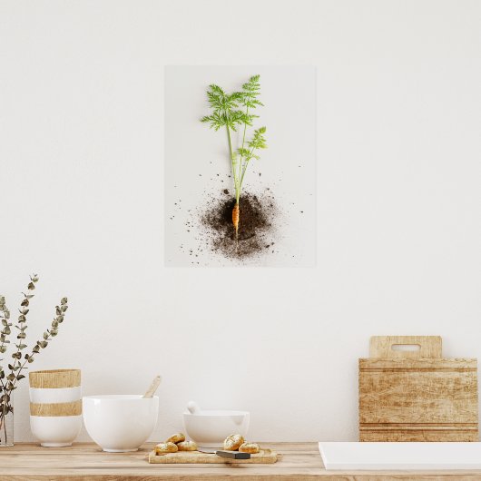 Sprout Carrot Minimalist Botanical photo ポスター (キッチン)