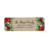 Spruce PineconeとPoinsettia on Burlap ラベル (正面)