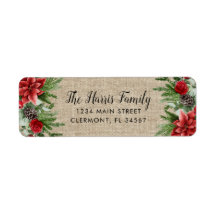 Spruce PineconeとPoinsettia on Burlap