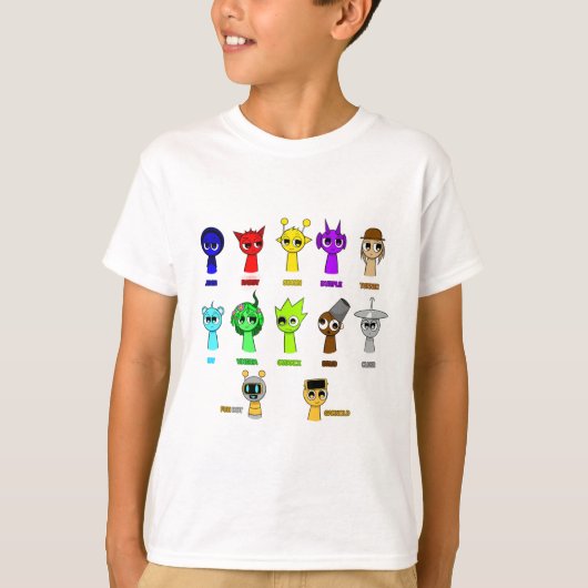 Sprunki - Simon Oren Funbot Pinki Wenda Jevin Tシャツ (正面)