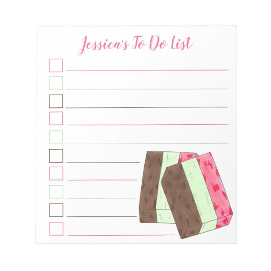 Spumoniイタリアンアイスパーソナライズされたクリーム一覧 ノートパッド (正面)