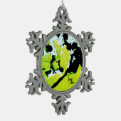 SPWWキーライムネーブルグリーン&ブラック抽象芸術 スノーフレークピューターオーナメント (左)