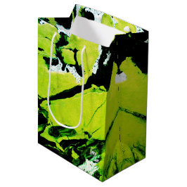 SPWWキーライムネーブルグリーン&ブラック抽象芸術 ミディアムペーパーバッグ