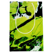 SPWWキーライムネーブルグリーン&ブラック抽象芸術 ミディアムペーパーバッグ (正面)