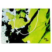 SPWWキーライムネーブルグリーン&ブラック抽象芸術 ラージペーパーバッグ (正面)