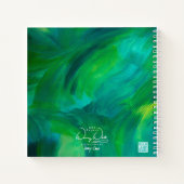 SPWWグリーンとエンバンジェンスグリーンとティール(緑がかった色)スクエアスパイラル ノートブック (裏面)