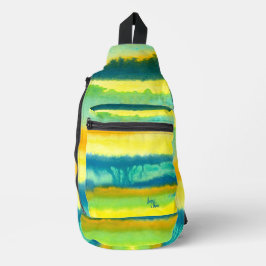 SPWWタングエットティエティール（緑がかった色）グリーン&オレンジクロスボディ スリングバッグ