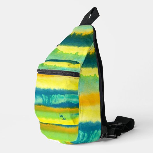 SPWWタングエットティエティール(緑がかった色)グリーン&オレンジクロスボディ スリングバッグ (右コーナー)