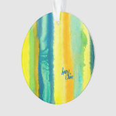 SPWWタングエッドティール（緑がかった色）グリーンとオレンジ オーナメント (正面)