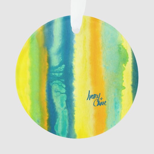 SPWWタングエッドティール（緑がかった色）グリーンとオレンジ オーナメント (正面)