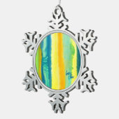 SPWWタングエッドティール(緑がかった色)グリーンとオレンジ スノーフレークピューターオーナメント (右)