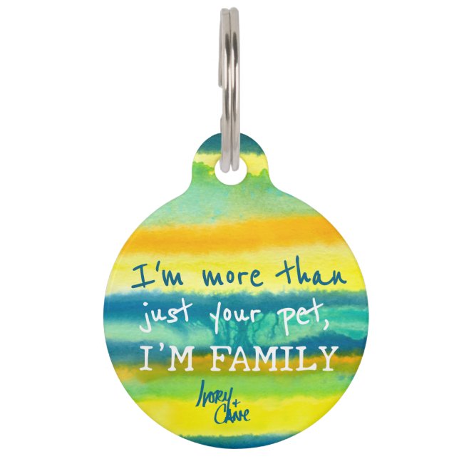 SPWWタングエッドティール（緑がかった色）グリーン&オレンジラウンド ペット　ネームタグ (正面)