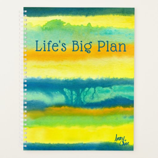 SPWWタンゴードティール（緑がかった色）とオレンジラージ月 プランナー手帳 (正面)