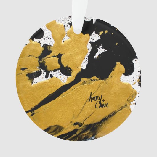 SPWW点火されたソウルブラックと金ゴールド抽象芸術 オーナメント (正面)